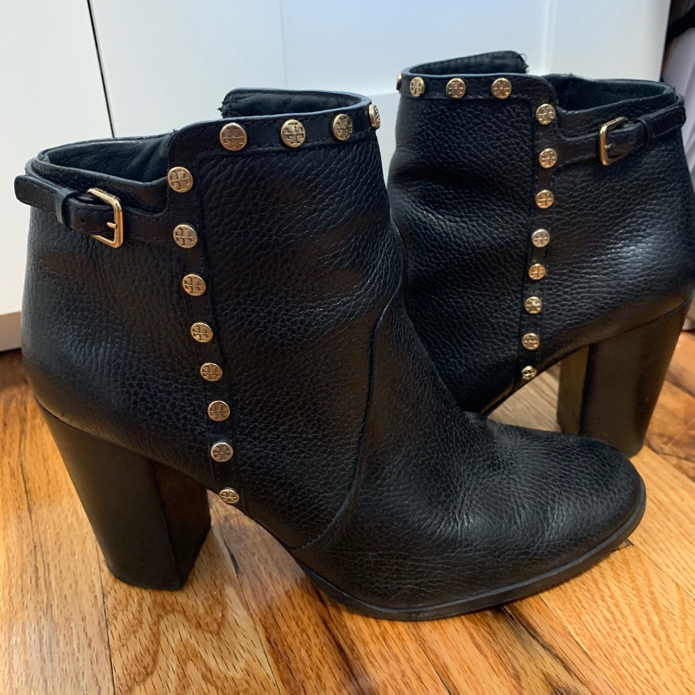 Tory Burch Black Studded Heeled Booties
